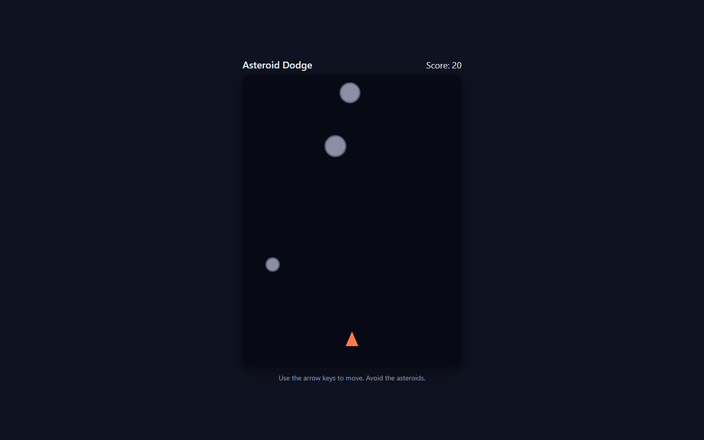 Screenshot of the browser game the engine returned