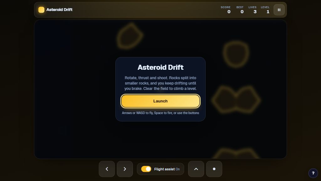 Preview of the Asteroid Drift template