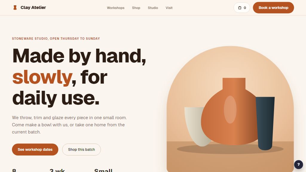 Preview of the Clay Atelier template