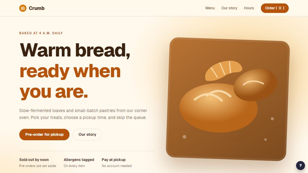 Preview of the Crumb Bakery template