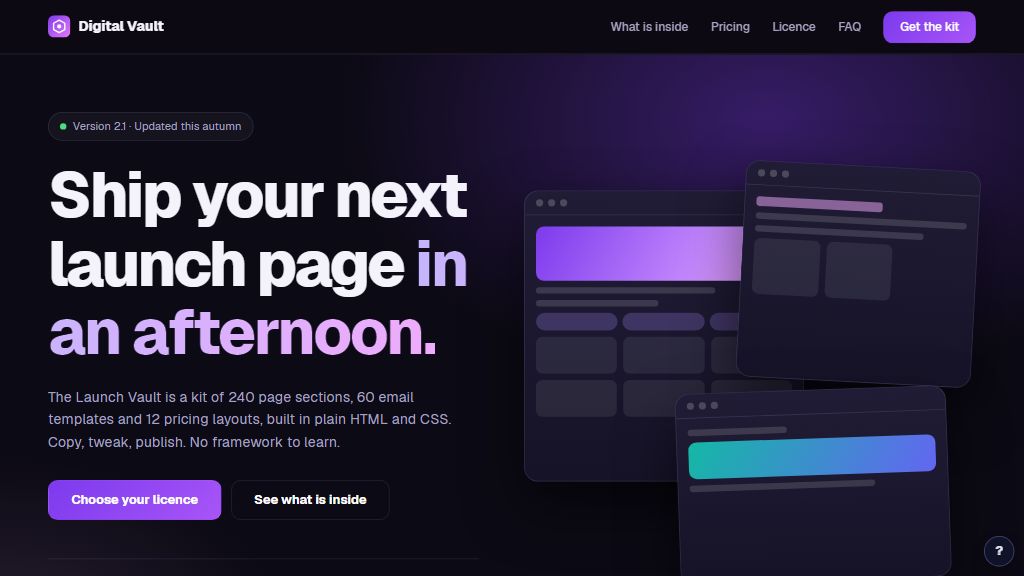Preview of the Digital Vault template