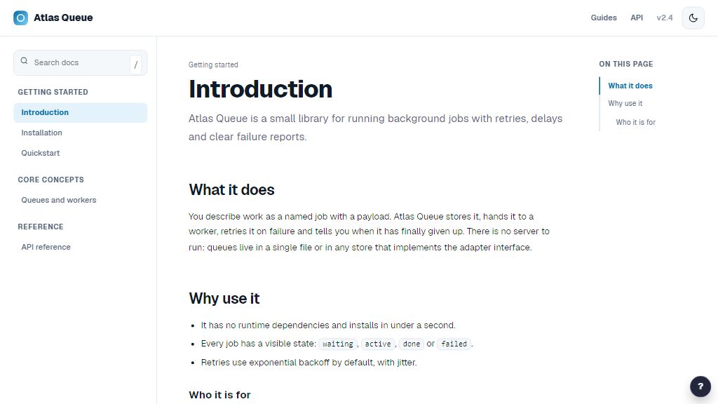 Preview of the Docs Atlas template