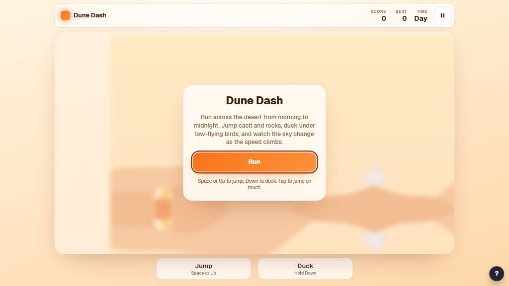 Preview of the Dune Dash template