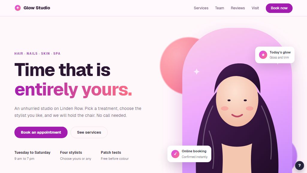 Preview of the Glow Studio template