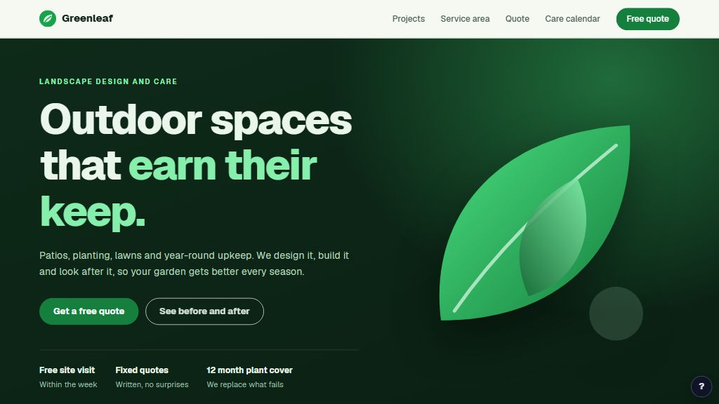 Preview of the Greenleaf Landscaping template