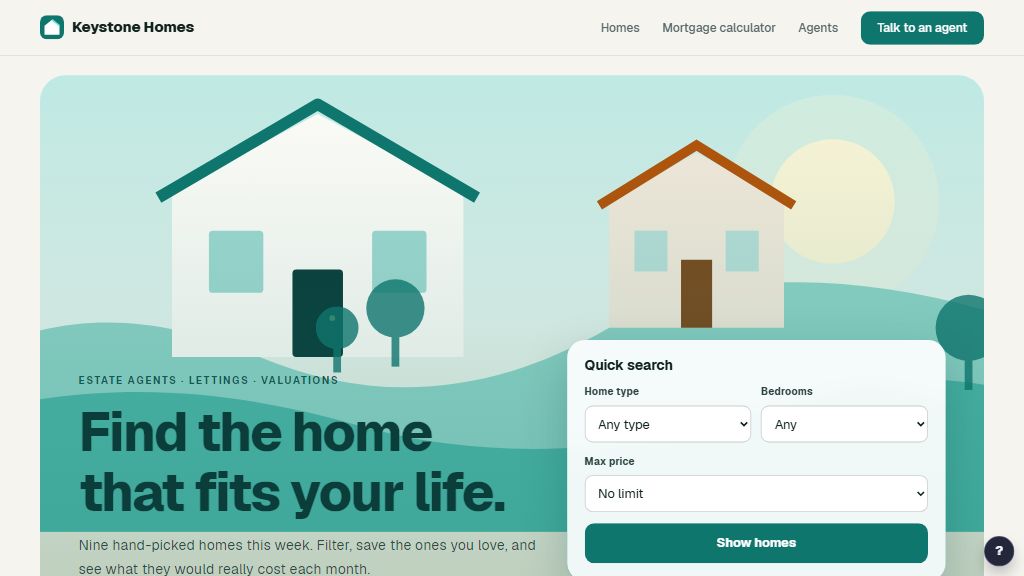 Preview of the Keystone Homes template
