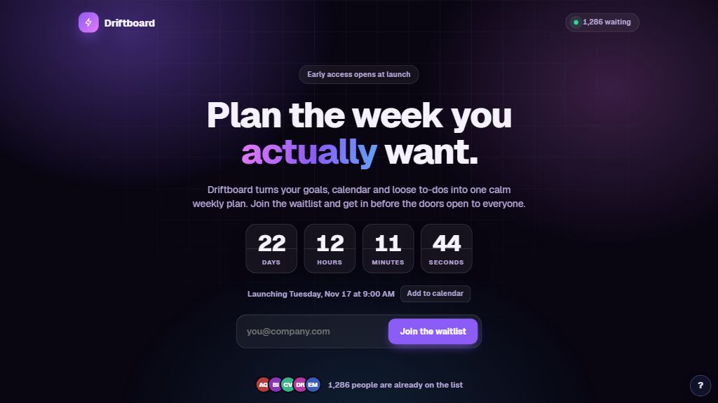 Preview of the Launch Waitlist template