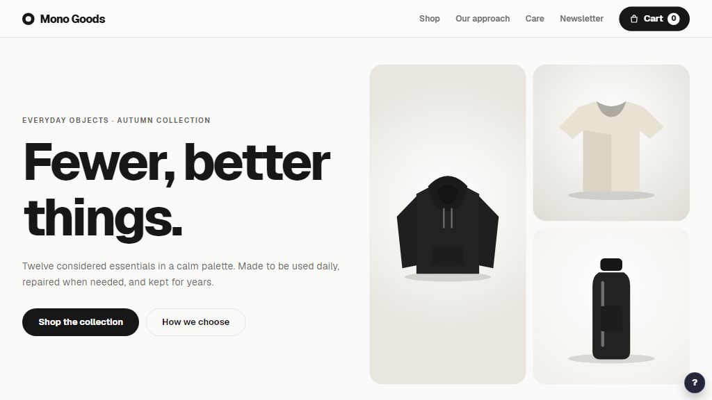Preview of the Mono Goods template