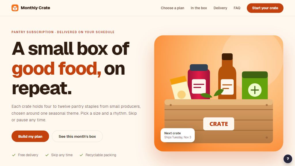 Preview of the Monthly Crate template