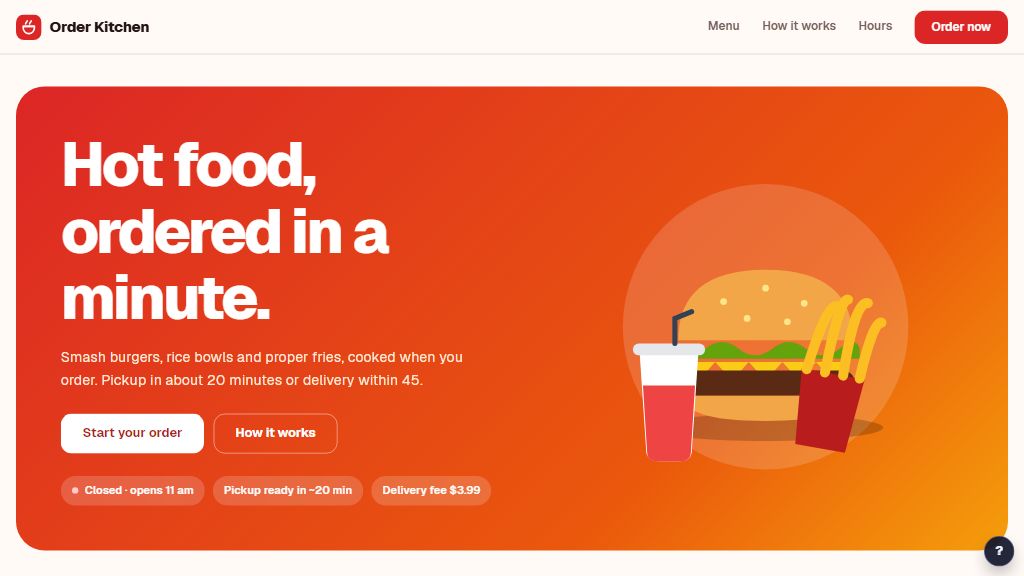 Preview of the Order Kitchen template