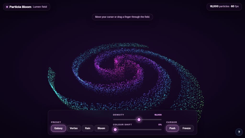 Preview of the Particle Bloom template