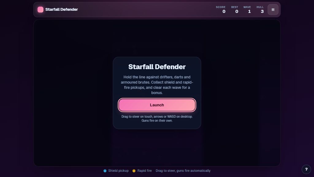 Preview of the Starfall Defender template