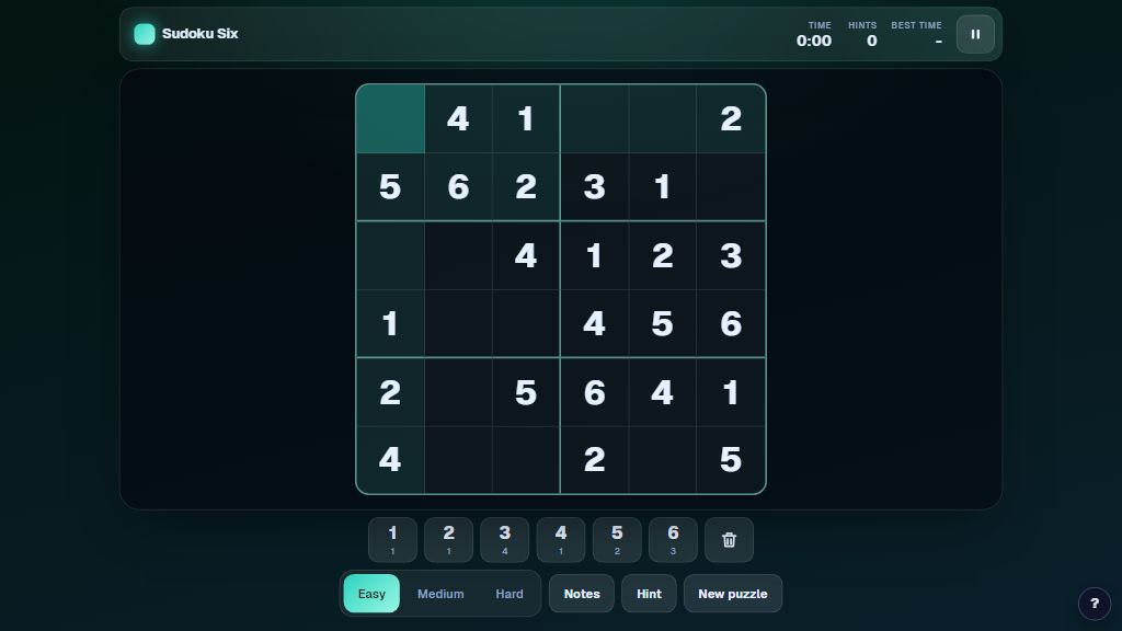Preview of the Sudoku Six template