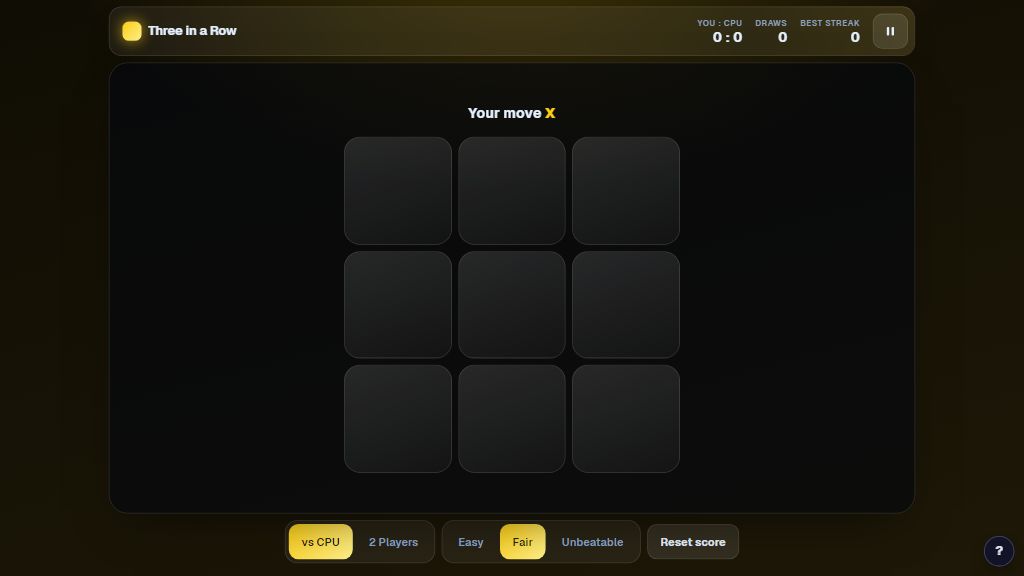 Preview of the Three in a Row template