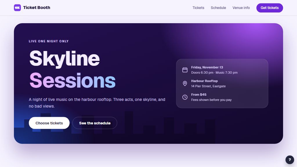 Preview of the Ticket Booth template