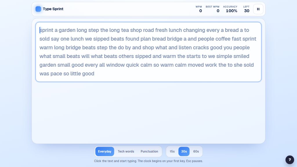 Preview of the Type Sprint template